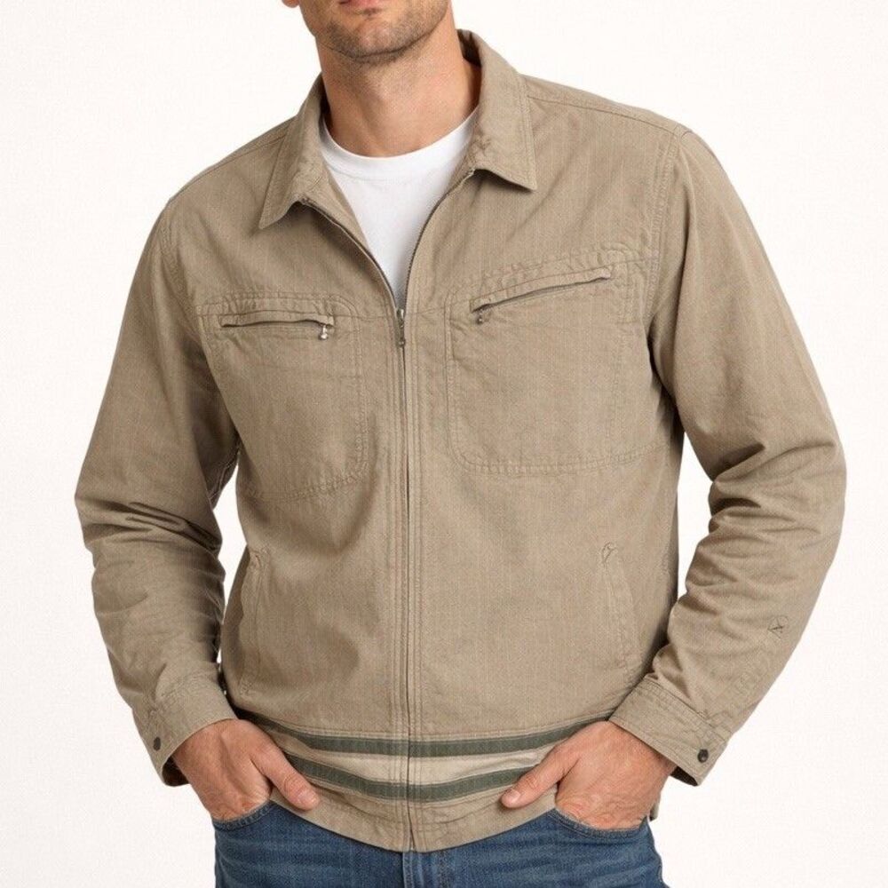 Eastern Mountain Sports EMS Jacket Mens XL Tan Lightweight Cotton Zip Casual